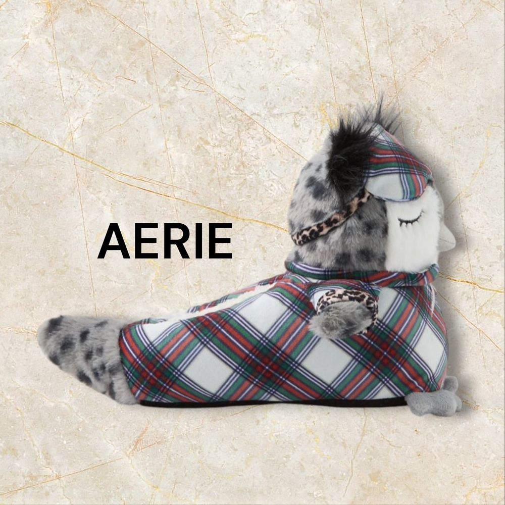 New! Aerie Cozy Owl Critter Slippers | Size Large | NWT